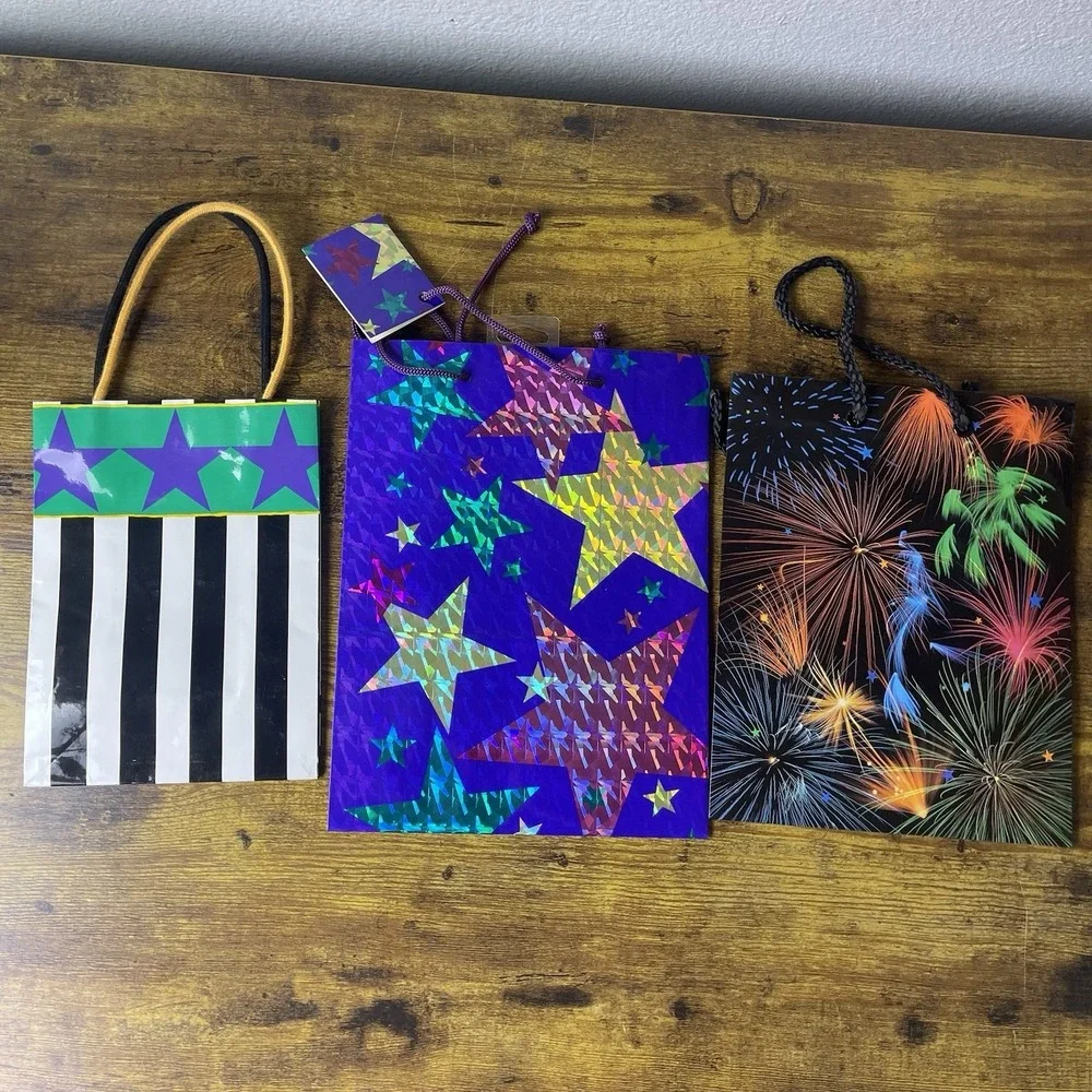 Vtg Lot Of 3 Small Gift Bags Celebrations